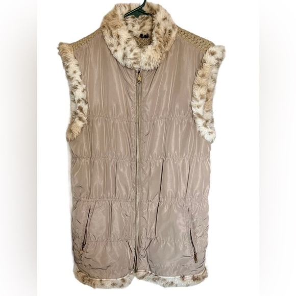 Bagatelle Reversible Faux Fur/Stretch Knit Quilted Puffer Zip Up Vest Size M - Picture 1 of 7